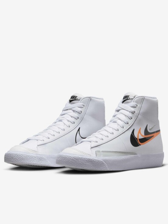 Kid\'s Nike Blazer Mid Next Nature \'Multi-Swoosh - White Bright Mandarin\'